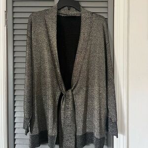 Gray Open Front Cardigan